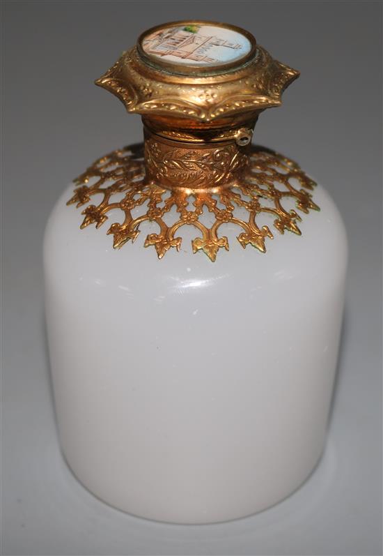 Opaline glass gilt mount scent bottle